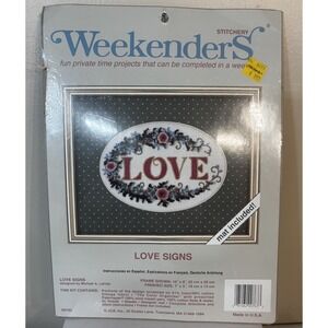Vintage Weekenders Cross Stitch Kit "LOVE" Signs With Mat Included!  00763 NOS